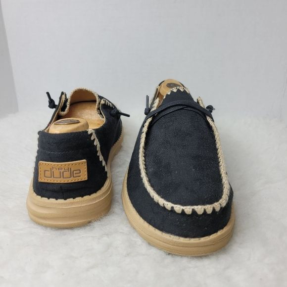 Hey Dude Wendy Crochet Black Slip On Moc Toe Women's Casual Shoes Size 11 - Picture 7 of 10